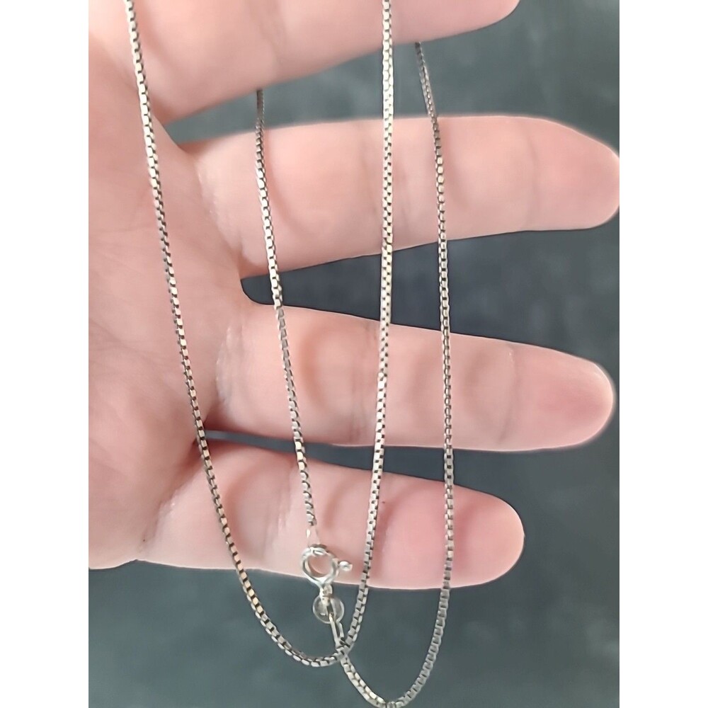 925 Sterling Silver Box Chain Necklace Vintage READ Description